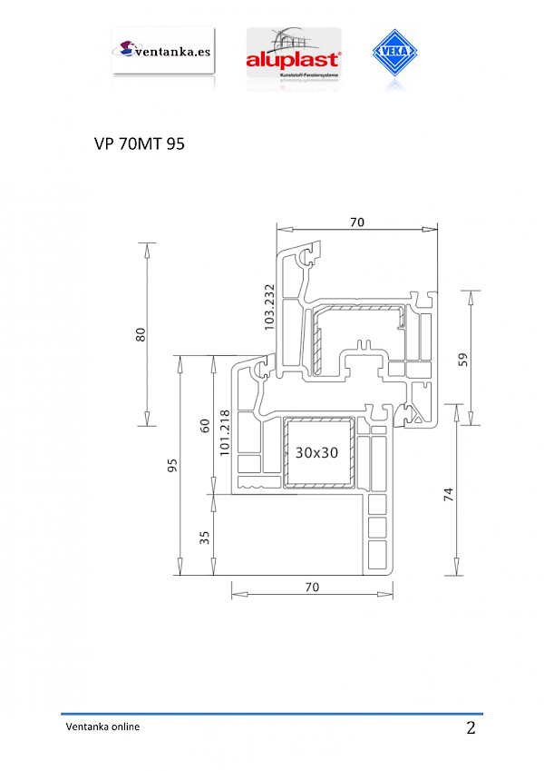 Veka - Dibujo Técnico ventanas de pvc vp70mt ventanka.es