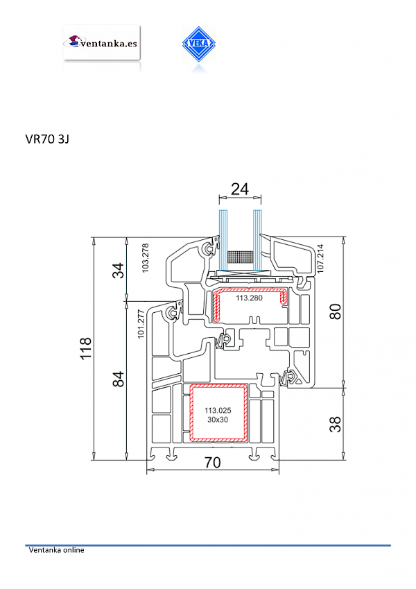 Dibujo Técnico de ventanas de pvc veka / ventanka.es